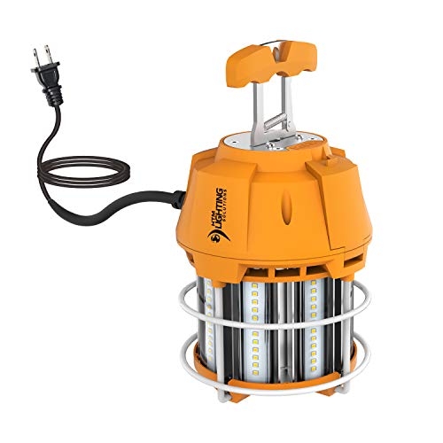 Buy 1 get 1 60W LED Temporary Construction Work Light 7,200lm 5000K Daylight White - 200W MH Equal Portable Commercial Linkable Job Site Cage Lighting - Spring Loaded Hook - IP65 UL Listed