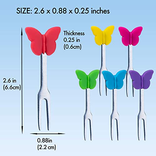 Cocktail Forks, 6-Piece Appetizer Forks, Butterflies, Stainless Steel And Silicone Small Forks For Fruits, Cheese, Appetizers #TOP4