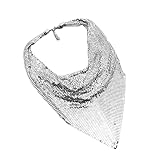 COLORFUL BLING Fashion Sequins Tassel Choker Necklace Chunky Fringe Pyramid Bib Stetement Necklace Thick Collar for Women Costume Jewelry-Silver