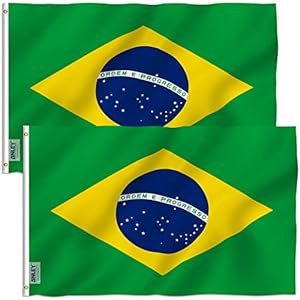 ANLEY Pack of 2 Fly Breeze 3×5 Foot (90×150 cm) Brazil Flag – Vivid Color and UV Fade Resistant – Canvas Header and…