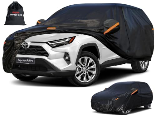 Image of Kayme 7 Layers SUV Car Cover Custom Fit for Toyota RAV4 (2006-2025), Waterproof All Weather for Automobiles,Rain Sun UV Protection.Black