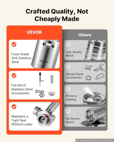 Image of VEVOR Nitro Cold Brew Coffee Maker 68 oz Nitrogen Dispenser System, Home Brew Coffee Keg, Portable Nitrogen Infuser with Dispenser and Pressure Relieving Valve, Gift for Coffee Lovers