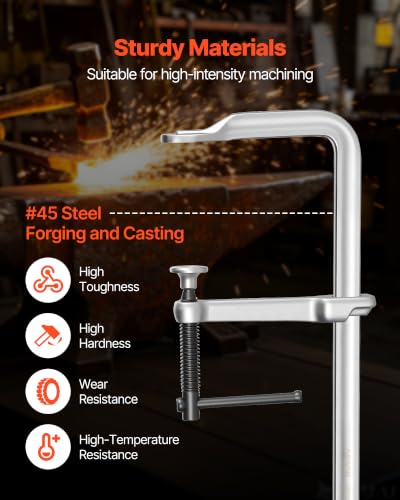 Image of VEVOR Bar Clamps for Woodworking, 4-Pack, 12 inch Opening, 4.72 in Throat Depth, 1200 lbs Load Limit, Sturdy Steel Forging and Casting, with Swivel Jaw and T-Handle, for Wood Working and Metal Working