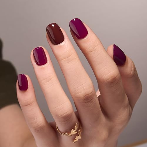 Image of CurvLife Soft Gel Square Press on Nails Extra Short, Solid color Fake Nail with Apricot Design, Full Cover False Nails Tips Glossy Nude Glue on Nails Artificial Stick on Nails for Women