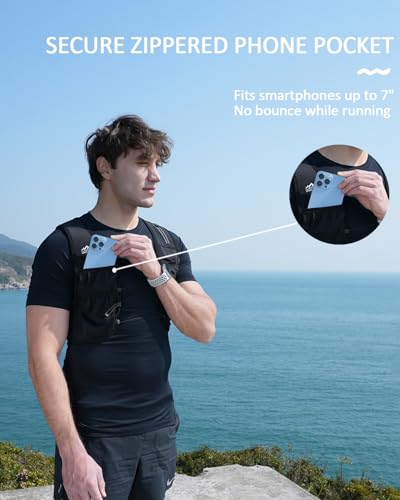 Image of Zelvot Running Vest for Women Men, US Patent, Adjustable Chest Straps Running Hydration Vest with 500ml Soft Flask, Lightweight Reflective Hydration Backpack for Marathon