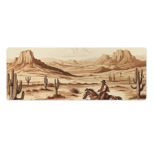 Tapis de souris de jeu XL cactus et chevaux avec base antidérapante