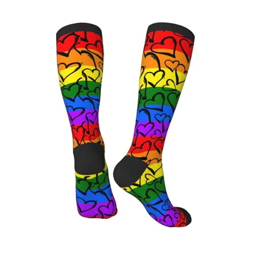 ThAyLa Rainbow Gay Pride Compression Socks For Women Men Long Socks Soft Compression Socks For Running2