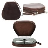 CONTACT'S FAMILY Funda Protectora para AirPods MAX/Sony WH-1000XM4, Funda de Cuero Genuino a Prueba de Golpes Compatible con AirPods MAX/Sony WH-1000XM4 con Correa para la Muñeca (Café)