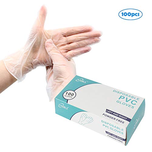 Medical Clear Vinyl Gloves Box of 100-4 mil Disposable Ultra-Strong Fluid, Blood, Exam