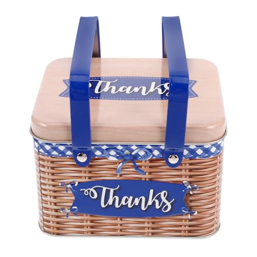 Alipis Caja De Galletas y Dulces Con Mango - Lata De Metal Rectangular