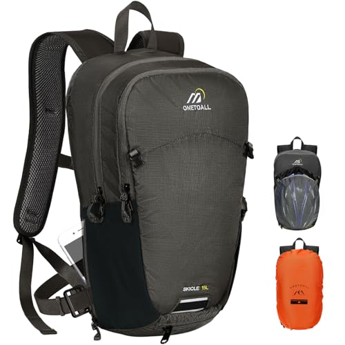ONETOALL Fahrradrucksack 15L/20L Wasserdicht, Wanderrucksack mit Helmnetz und Regenschutz, Tagesrucksack mit Abnehmbarem Bauchgürtel zum Radfahren Wandern Tagestour Sport Alltag ONETOALL Fahrradrucksack 15L/20L Wasserdicht, Wanderrucksack mit Helmnetz und Regenschutz, Tagesrucksack mit Abnehmbarem Bauchgürtel zum Radfahren Wandern Tagestour Sport Alltag