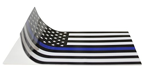 Thin Blue Line Flag Decal - 3x5 in. Black White and Blue American Flag Sticker for Cars and Trucks - in Support of Police and Law Enforcement Officers (1)