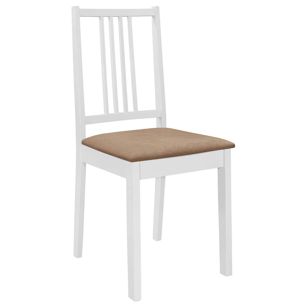 5-częściowy zestaw do jadalni z płyty MDF i drewna gumowego, biało-brązowy, stół do jadalni 120 x 75 cm plus 4 krzesła kremowe, do jadalni, kuchni, rodziny, dla gości, komfort siedzenia