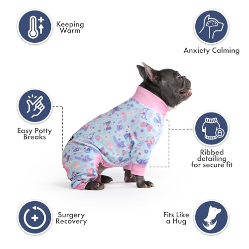 Image of Spark Paws Dog Pajama, Dog Recovery Suit Male, Onesie, Ultra-Soft and 4-Way Stretch, for Small Medium and Large Breed - Butterfly Dreams - 5XL