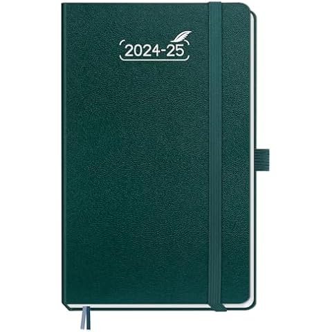 BEZEND Planner 2024-2025, 5" x 8" Weekly Notebook Academic Calender-120 GSM Thick Paper-12 Months (July 24 - June 25) Daily Weekly and Monthly with Tabs, Inner Pocket, Hard Cover [Dark Green] Cover