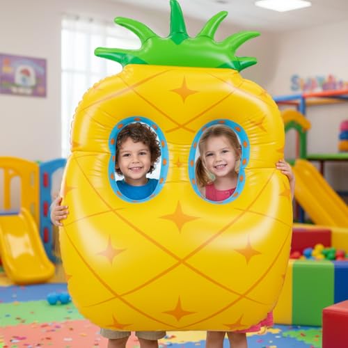 Image of Colingmill 50 Inch Pineapple Photo Frame Inflatable Pineapple Balloon Decorations Photo Backdrop Booth Selfie Frame Background for Xmas Party Supplies