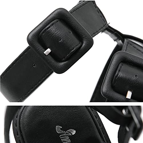 Agodor Women's Goth Platform Sandals Ankle Strap Chunky High Heels Open Toe Slingback Roman Gladiator Shoes (US 7, black style2)2