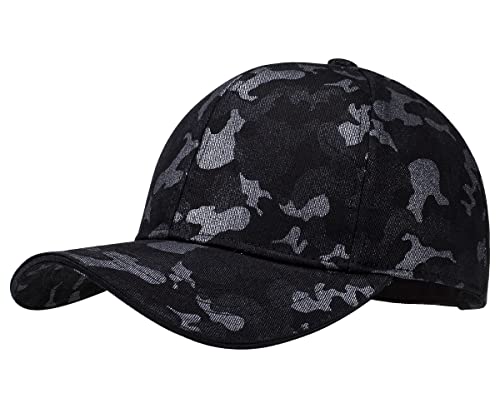 Gisdanchz Basecap Herren Damen Baseball Cap Kappe Schirmmütze Multicam Tarnung Camo Cappy Schildkappe Sonnenhut Damen Herren Baseball Mütze Baseballkappe, Schwarz