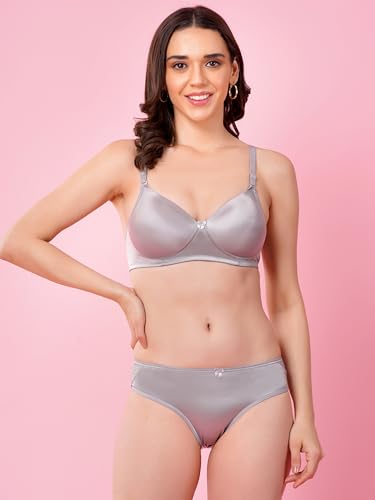 Image of Women's Seamless Non-Padded Wirefree Bra with Mid-Rise Bikini Panty Set | Soft Stretch Everyday Comfort Lingerie Set