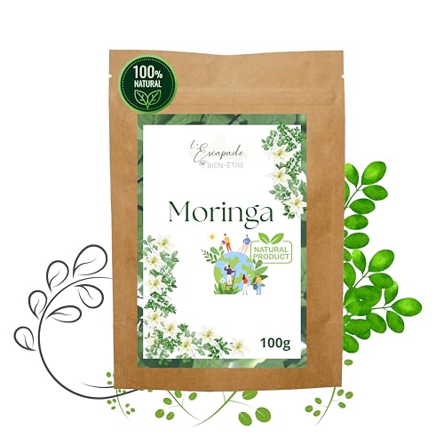 Infusion Moringa Naturel 100% Pur – Tisane de Feuilles de Moringa Oleifera Séchées – Source d'Énergie & Détox – Riche en Vitamines et Antioxydants– Sans Additifs ni Conservateurs