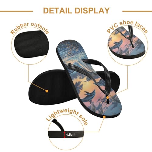 Dolphin Tropical Plants Blue Flip Flops for Beach Thong Sandals Anti-slip Lightweight Beach Shoes for Summer Outdoor Travel3