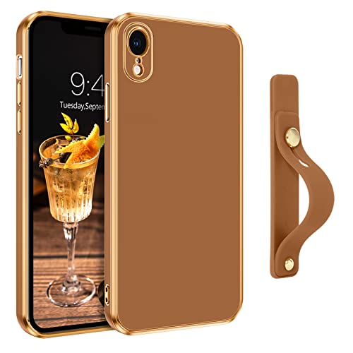Veningo Iphone Xr Case, Phone Cases For Iphone Xr,Slim Fit Soft Tpu Rubber With Adjustable Wristband Kickstand Scratch Resistant Shockproof Protective Cover For Apple Iphone Xr 6.1 Inch, Coffee Brown #TOP3