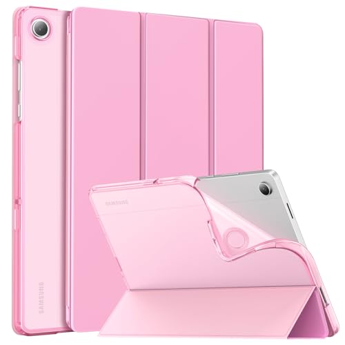 MoKo Case for Samsung Galaxy Tab A11+ Plus 11 inch 2025/ A9+ Plus 2023 with Soft TPU Translucent Back Protective Cover, Samsung A11+/ A9+ Tablet Case, Auto Wake/Sleep, Flowers Pink