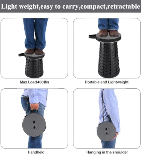 Image of Fishboy Upgraded Collapsible Stool, 400lbs Max Weight, Lightweight But Sturdy, Portable Retractable Folding Telescoping Foldable Camping Stool for Adults Outdoor Fishing Hiking Gardening Travel BBQ