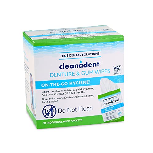 Dr. B Dental Solutions Cleanadent Dental Wipes, Denture Cleaner Removes Adhesives, Food, Stains, And Odor 30 Count Pack Of 2 #TOP1