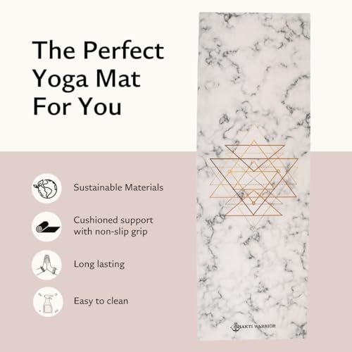 Image of Shakti Warrior Sacred Yoga Mat - Artist Designed, Premium Printed mats, Non Slip, Great for Regular & Hot Yoga, Pilates and Workout (72 inch x 24 inch x 5mm Thick)