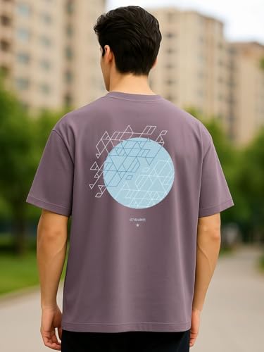 Image of Nobero Men's Oversized Graphic T-Shirt for Men | Soft Cotton | Drop Shoulder Relaxed Fit | Printed Casual Tshirt for Men