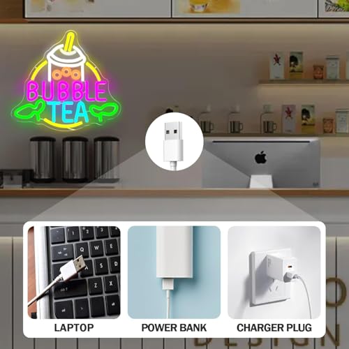 Image of Bubble Tea Neon Sign Boba Neon Light Sign Dimmable Milk Tea LED Signs for Room Beverage Coffee Shop Bubble Boba Tea Party Wall Decor Light Up Sign Gifts
