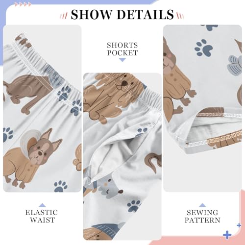 Boys' Pants Dogs White Blue Paw Cozy Long Bottoms Jogger Pants Elastic Waist Trousers with Pockets S-XL4