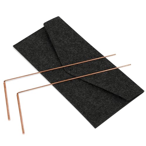 PEASUG Dowsing Rods, 2Pcs Dowsing Rods Copper Spiritual, Copper Dowsing Rods with Bag-Witching Divining Rods for Finding Water, Detect Gold, Locating Lost Items, Ghost Hunting
