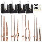 Kit de repuesto de mecanismo de cuarzo con 4 tipos de manecillas de madera de nogal, piezas de movimiento de reloj silencioso para reparación de relojes de pared y mantel (20 mm)