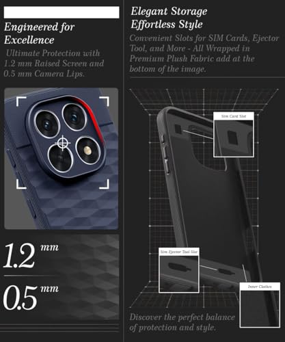 Image of WOW IMAGINE Back Cover for Redmi Note 14 Pro 5G | Poco X7 5G with Hexa Cube Design | Ultra Slim Soft Rubberised Case | Inner Velvet Fabric | Silicone Flexible Mobile Case | Camera Protection - Blue