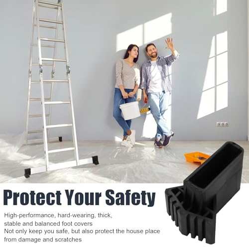 4 Stück Gummifüße für Leitern, Universal Leiterfüße Leiter Rutschfeste Füße Matte VerschleißFeste Leiterfußkappen für Verlängerungsleitern, Technische Leitern, Fischgrätleitern, Klappleitern (Schwarz)