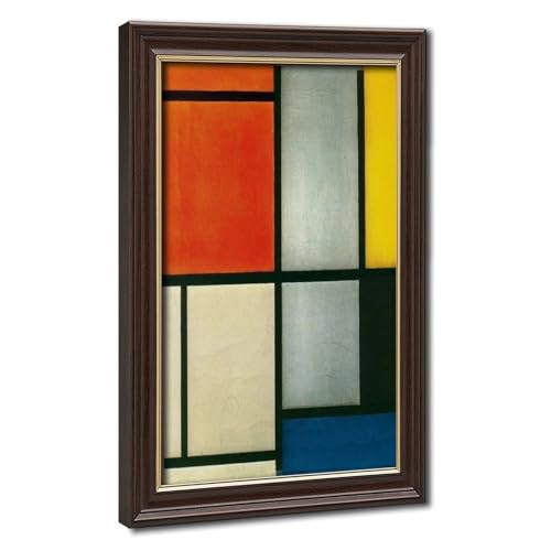 Toile Piet Mondrian orange et rouge pour réveiller la décoration murale d'un espace de travail