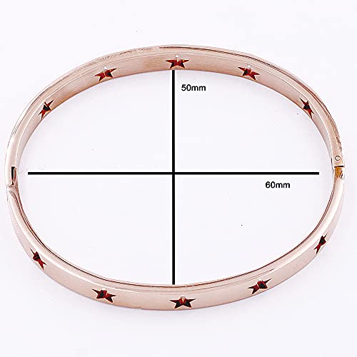Lavencious Gold Plated Stainless Steel With 10 Star Pattern Hinged Bangle Bracelets (Rose Gold) #TOP3
