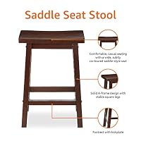 Amazon Basics Solid Wood Saddle-Seat Counter Height Bar Stools for Kitchen Island with Footrest, 24-Inch Height, Walnut, Set of 2 — image 6