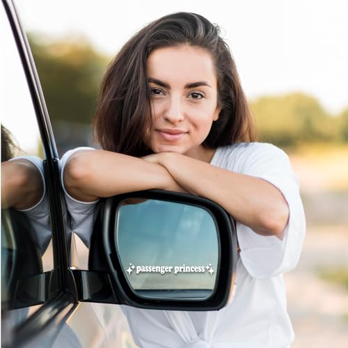 Image of Yuanchu 4 Pcs Princess Car Stickers - Window, Rearview Mirror Decals - Cute Vinyl Stickers - Positive Affirmation Car Accessories for Women
