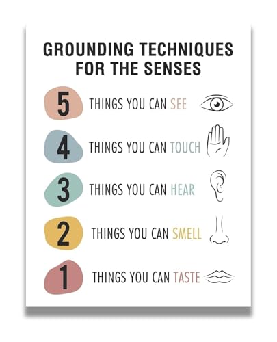 Generic 5-4-3-2-1 Grounding Technique Metal Sign Mindfulness Exercise for Calming Stress Office Home Room Decor (8 X 12 in) Gene