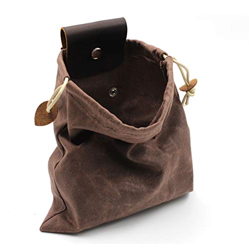 Futtertasche, Pilzfuttertasche, gewachstes Leinen, Zunder, wasserdicht, kleine Ledertasche, Jagdtasche, Gürteltasche für Hundetraining… – Ansicht 1