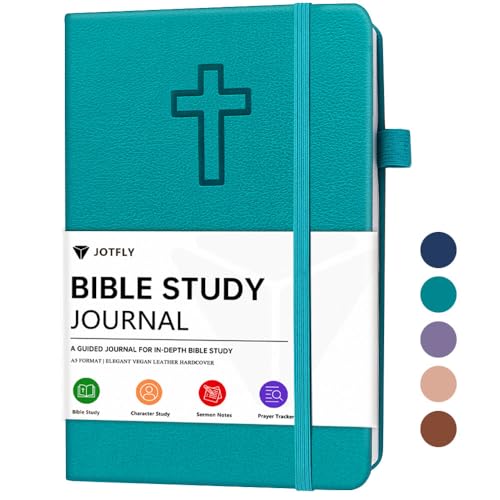JOTFLY Bible Study Journal - Church Notes Notebook for Note Taking & Reflection - Guided Bible Study Notebook - Faith-Based Religious Gifts & Bible Study Supplies (Aquamarine)