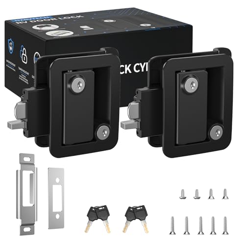 Image of Upgraded RV Door Lock Replacement with Paddle Latch, Durable Black Camper Door Lock for Travel Trailers and Enclosed Trailer(Keyed Differently)
