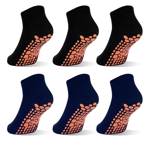 GRPSKCOS - Calcetines antideslizantes para niños - 6 pares de calcetines antideslizantes para trampolín, calcetines adhesivos y transpirables para niños y niñas de 2 a 13 años, 6-9 años