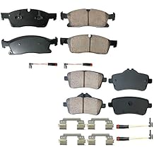 Akebono Euro Front and Rear Ultra Premium Ceramic Brake Pad Set with Sensors Kit For Mercedes-Benz X166 W166 GL350 GL450 GLE300d GLE350 GLE400 GLS450 ML250 ML350
