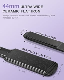 MELYDO Lisseur Cheveux Plaques Larges 44mm, chauffage rapide en 30 secondes, panneau coulissant 3D pour éviter les tractions, 6 niveaux de température réglables de 150 à 250 °C