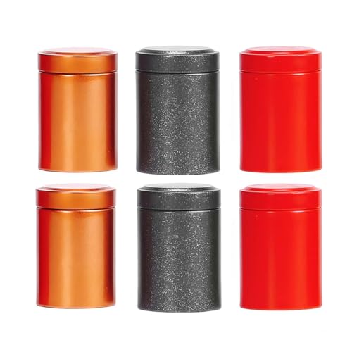 HUAZEXINX Smell Proof Container Set –Aluminium Airtight Coffee Container, Portable Vacuum Can, Compact Metal Travel Storage Jar for Tea, Sugar,Spices & More (6pcs(60ml x 6))
