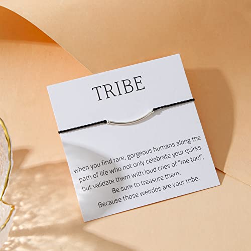 RareLove TRIBE Friend Group Friendship Bracelets for Women,Love My Tribe Bridesmaid Adjustable Silver Bar Strand Bracelets,Meaningful Gifts for Best Friends,Inspirational Motivational Jewelry2